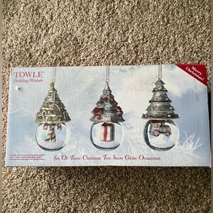 New Towle Holiday Wishes snow globe Ornaments